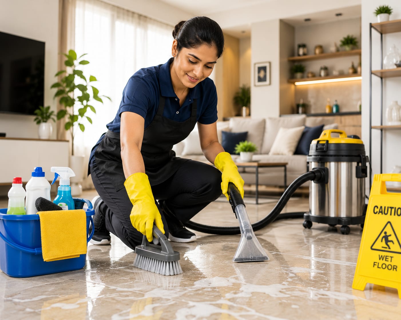 Professional cleaning staff in Qatar